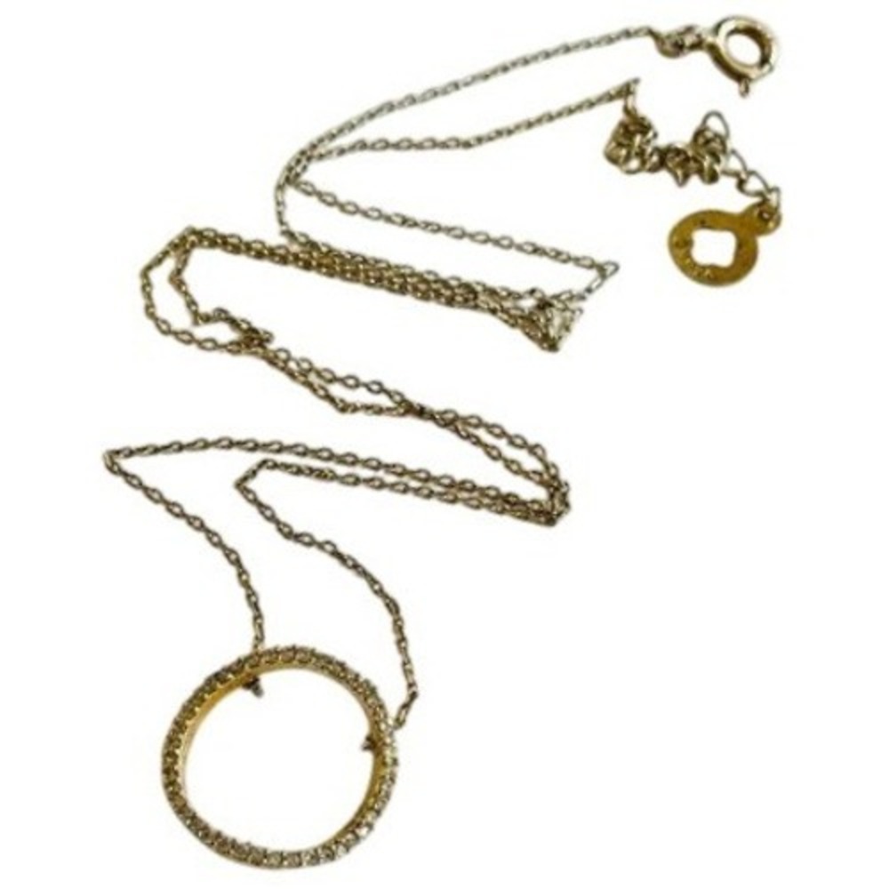 AS‎ Halo sparkling necklace dainty gold Vermeil sterling silver 925 rare 17"L
